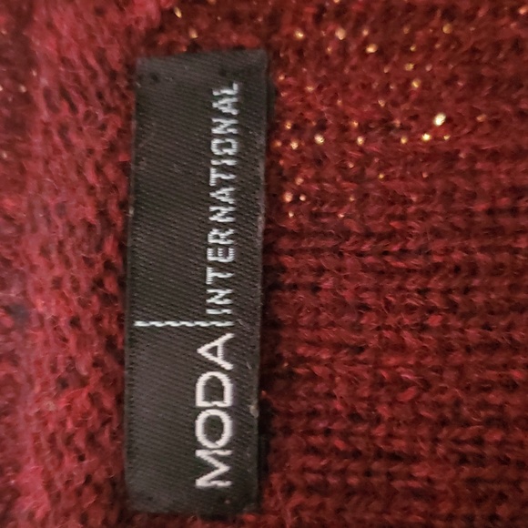 Moda International Cocoon Zip Up Hooded Sweater Burgundy size M - Picture 3 of 11